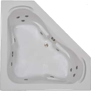 60 in. Acrylic Corner Drop-in Whirlpool Bathtub in Biscuit