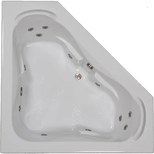 Comfortflo 60 in. Acrylic Corner Drop-in Whirlpool Bathtub in Biscuit