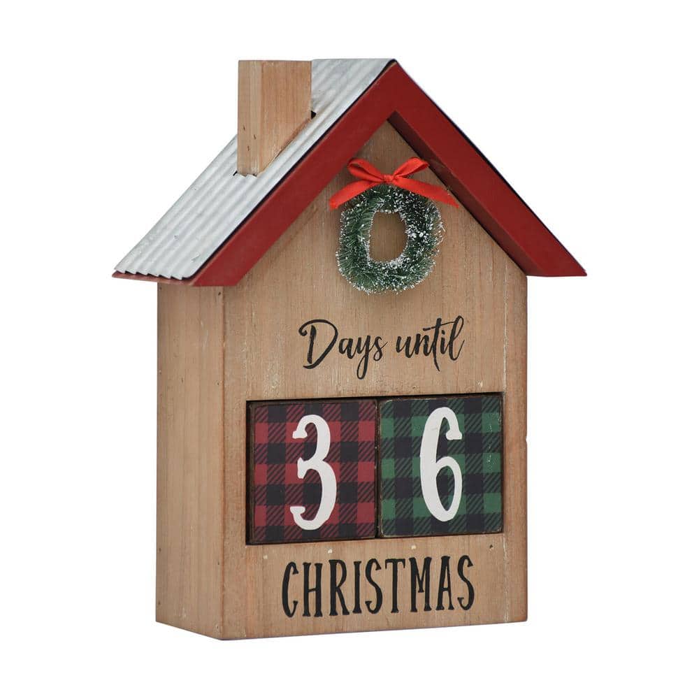 PARISLOFT 10 in. Brown Wood and Metal House Shaped Christmas Countdown  Calendar with Changeable Numbers UH459 - The Home Depot