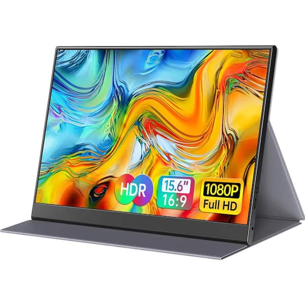 Lukyamzn 15.6 in. Portable Monitor,1080P USB-C HDMI Second External Monitor, Ultra-Thin Zero Frame Gaming & Premium Smart Cover