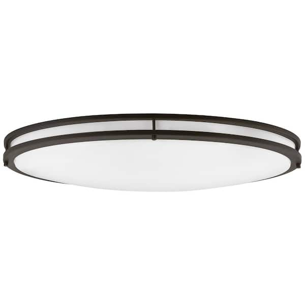 Sunlite 32 in. 1-Light Bronze Dimmable ENERGY STAR 3200 Lumen Oval LED Flush Mount, Warm White 3000K