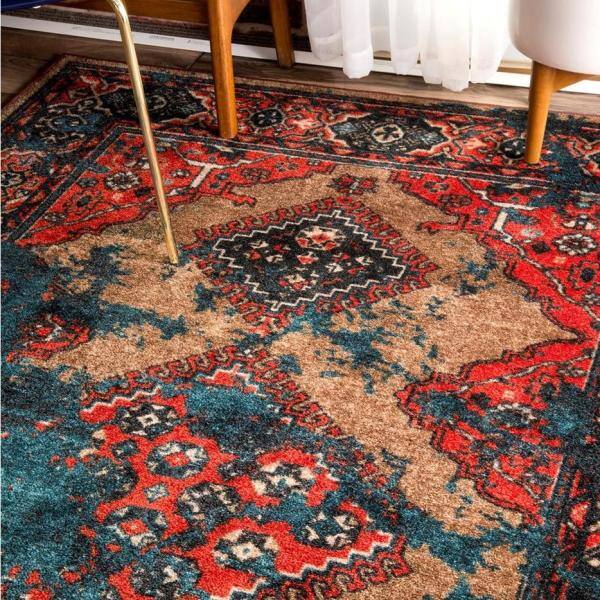 Lavonna Multi-Color Synthetic Distressed Tribal Area Rug