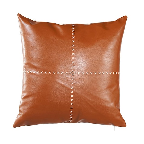 HiEnd Accents Faux Leather Cowhide and Concho 18in Square Throw Pillow