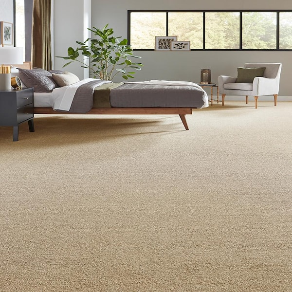 Tailored Trends II Timeless Beige 15 ft. 47 oz. Polyester Textured Carpet - Installation Required