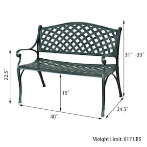 40 in. Aluminum Ancient Green Patio Outdoor Bench