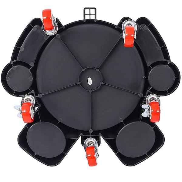 Black and Red 15 in. Removable Rolling Bucket Dolly with 5 360° Roll Swivel Casters for 5-Gallon Buckets