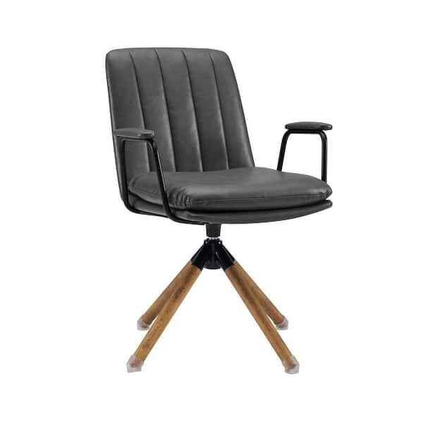 HomeRoots Charcoal Arm Chair Set of 1 with Swivel