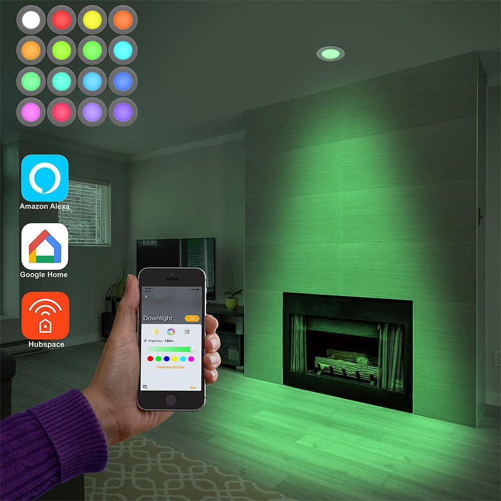 White Smart LED Recessed Light Trim with Voice Control