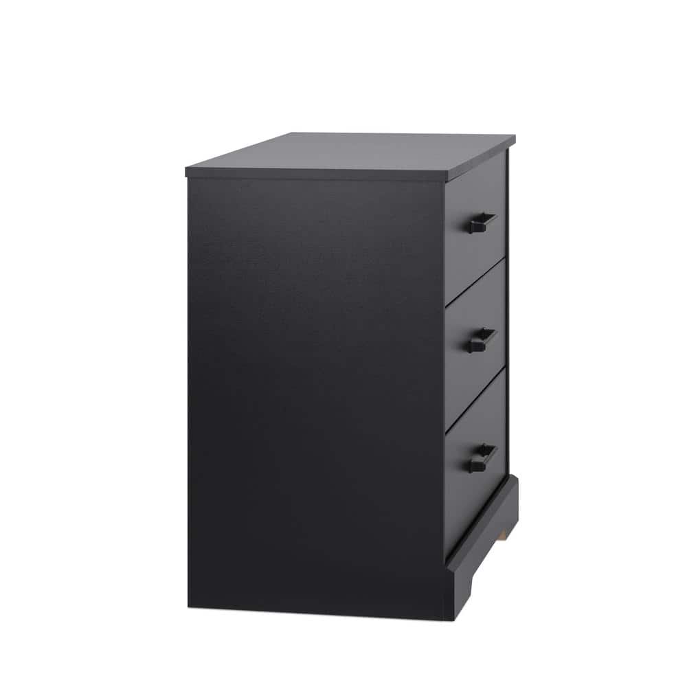 Black Farmhouse Nightstand with Three Drawers