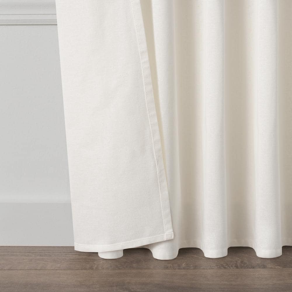 Ivory Cotton Light Filtering Curtain Panel with Fringe Detail