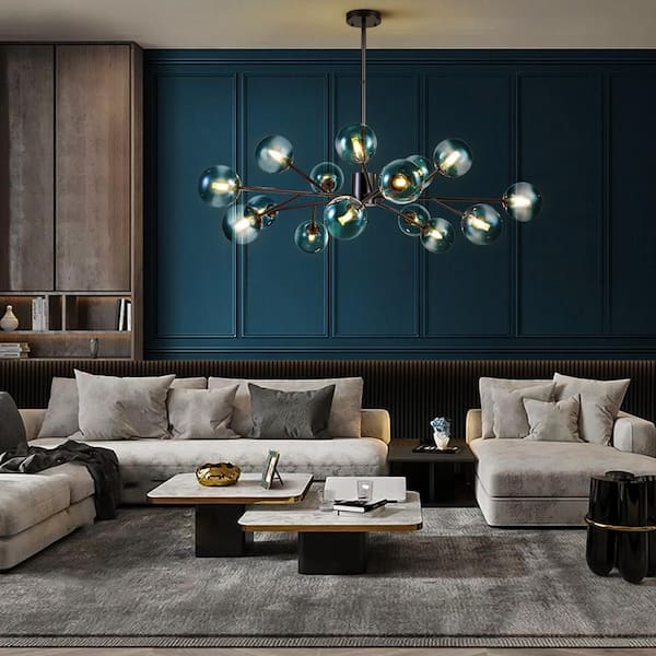 Rennnsan Julian 15-Light Black Modern Glass Globe Bubble