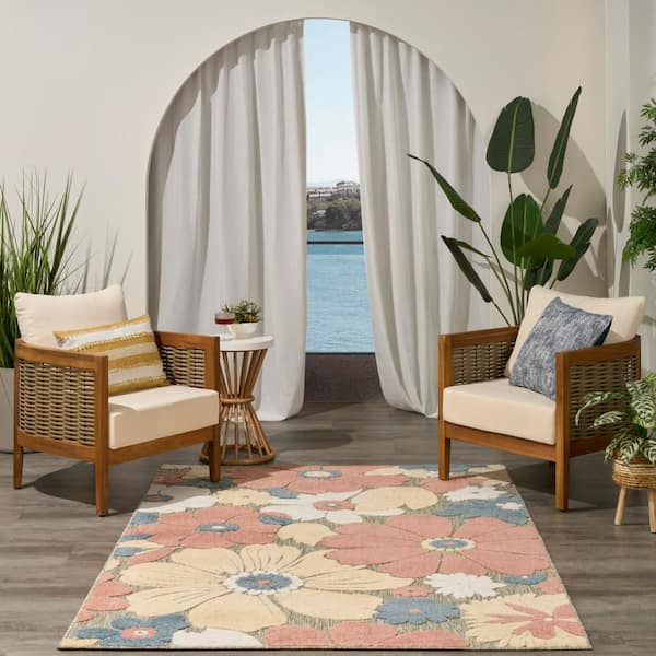 Nourison Aloha Rose 5 ft. x 8 ft. Floral Contemporary Area Rug