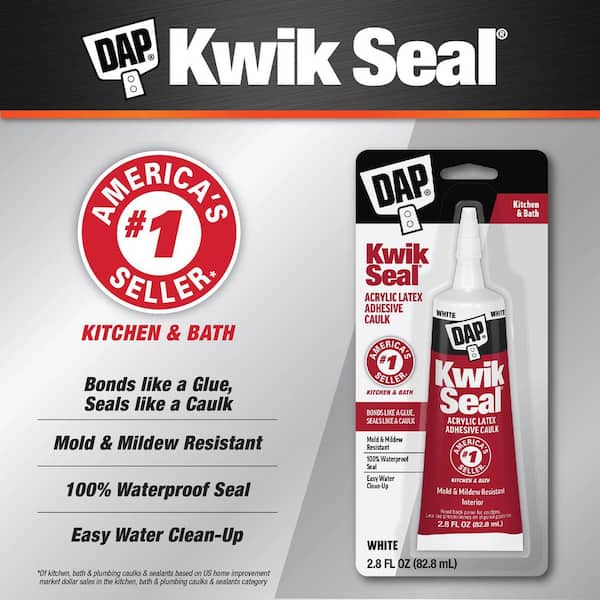 Kwik Seal 2.8 oz. White Kitchen and Bath Adhesive Caulk (6-Pack)