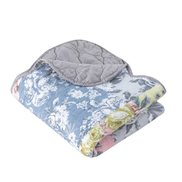 Emma Gray Floral 50 in. x 60 in. Cotton Rich Throw Blanket