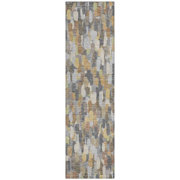 Chantille Machine Washable Indoor/Outdoor Abstract ACN2451 Gray 2 ft. x 7 ft. Runner Rug