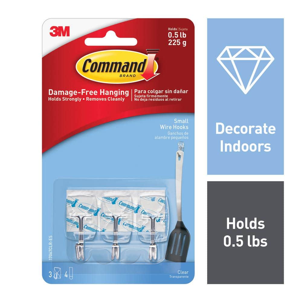 Command Clear Small Wire Hooks, 10 Hooks, 12 Strips (CL067-10NA) - Easy to Open
