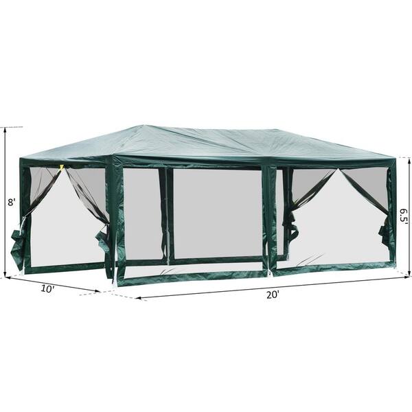 Outsunny 10ft x 20ft Canopy Gazebo Party Tent w/ Mesh Side Walls 