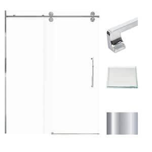 Teegan 59 in. W x 80 in. H Sliding Semi Frameless Shower Door with Fixed Panel in Polished Chrome with Low Iron Glass