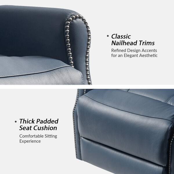 JAYDEN CREATION Javier Navy 29.25 in. W Mid-century Modern Leather