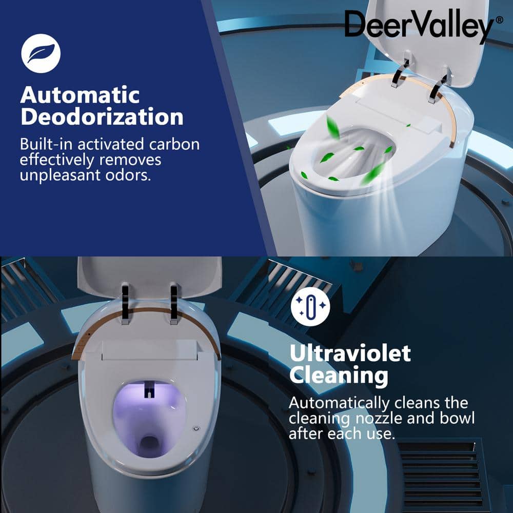 White Elongated Smart Bidet Toilet with Heated Seat and Wireless Remote
