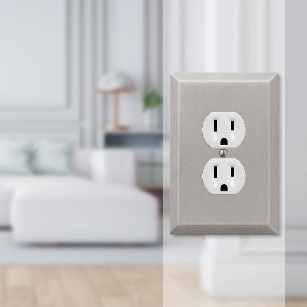 Amerelle 463DBN Oversized Wallplate, 1 Duplex, Steel, Brushed Nickel, 1-Pack