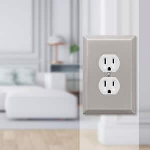 Oversized Brushed Nickel 1-Gang Duplex Outlet Steel Wall Plate (4-Pack)