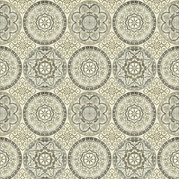 SURFACE STYLE Color Wheel Silver Tile Vinyl Peel and Stick Wallpaper Roll ( Covers 30.75 sq. ft. )