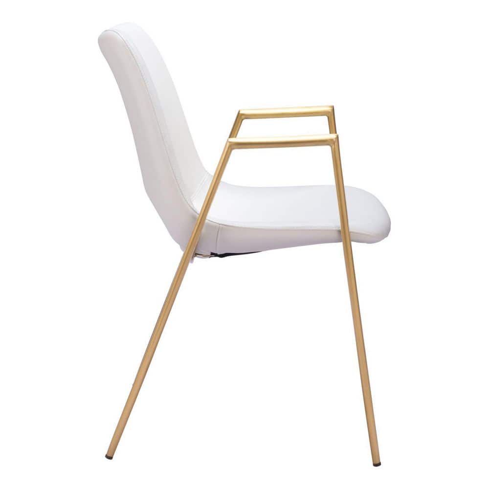 32.5 in.H White/ Gold Solid High Back Armrest Dining Chair (Set of 2) price history on PriceWatchPro