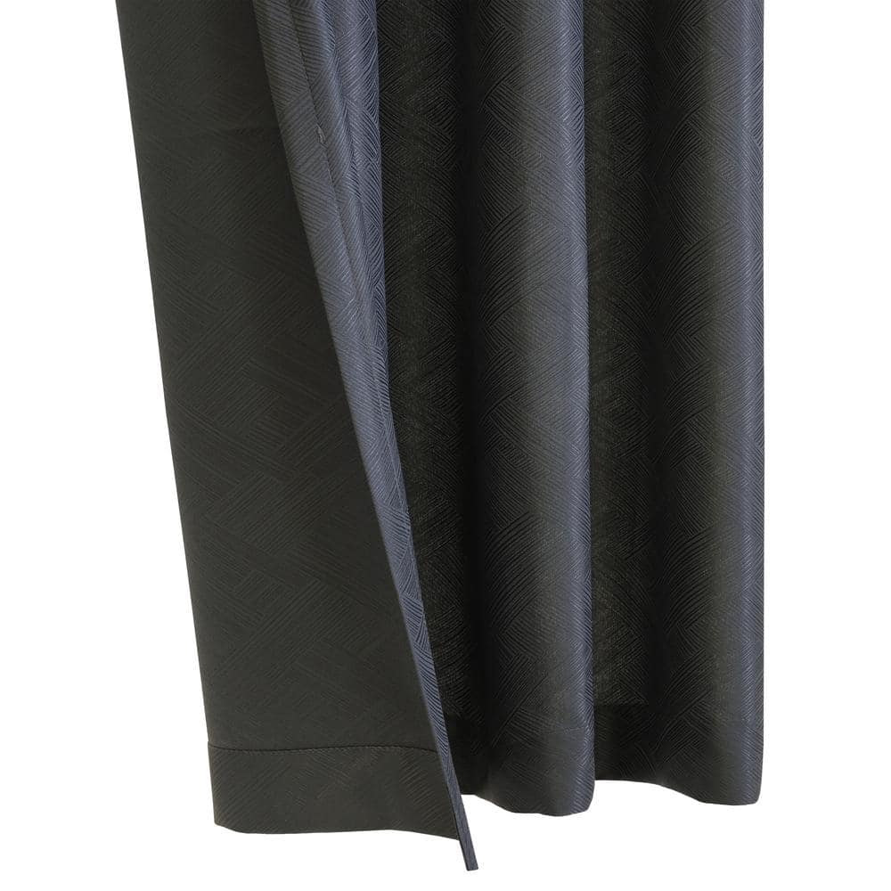 Charcoal Geometric Jacquard Light-Filtering Polyester Grommet Curtain Panel 52" x 84"