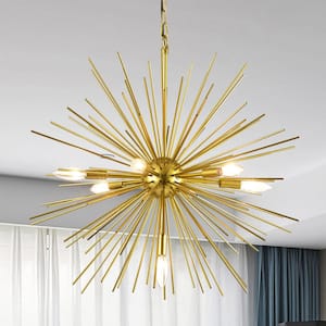 Augusta 7 -Light Gold Sputnik Sphere Chandelier with Wrought Iron Accents