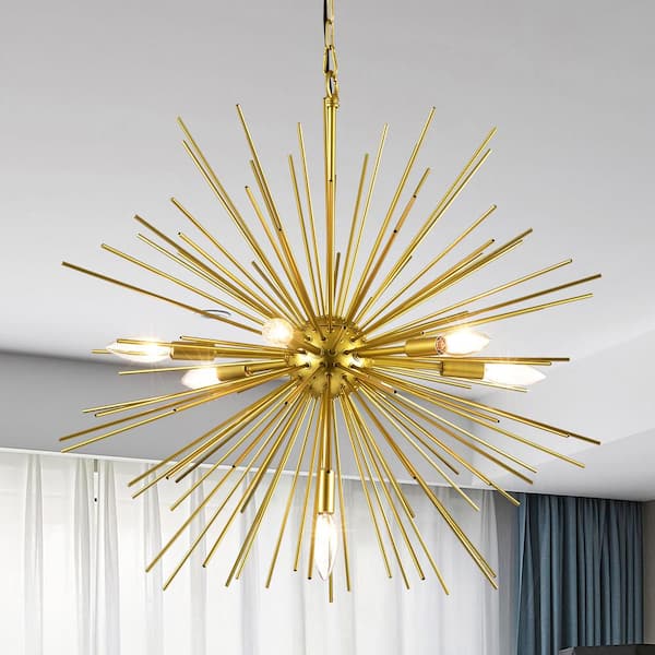 Maxax Augusta 7 -Light Gold Sputnik Sphere Chandelier with Wrought Iron Accents