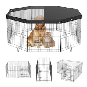 Portable Pet Playpen 32 in. L x 24 in. W x 22 in. H Foldable Dog Cat Pen 600D Oxford Cloth Removable Zipper Top