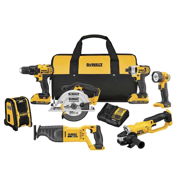 DEWALT 20V MAX Cordless 7 Tool Combo Kit with (2) 20V 2.0Ah Batteries and Charger