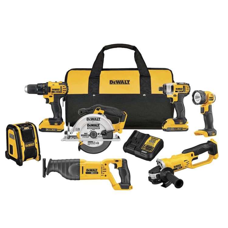 DEWALT 20V MAX Cordless 7 Tool Combo Kit with (2) 20V 2.0Ah Batteries and Charger