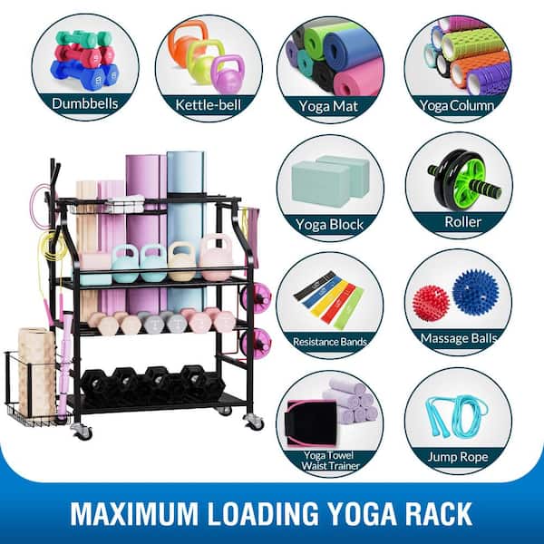 Wall Mount Yoga Mat Foam Roller and Towel Rack Hooks , Exercise