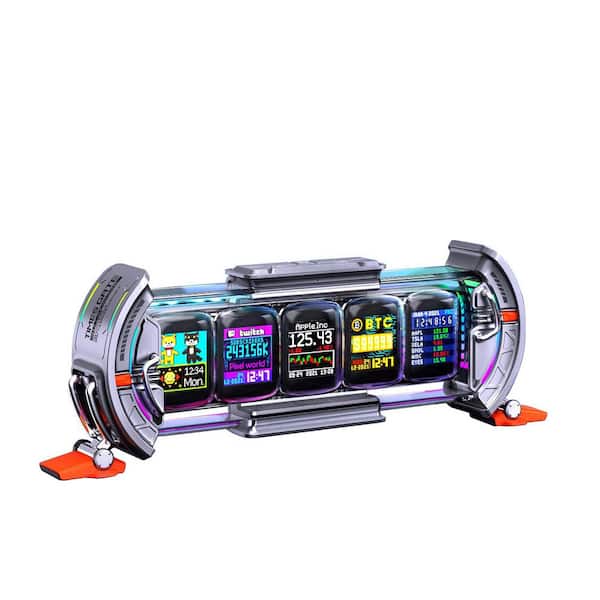 Silver Cyberpunk Gaming Setup Digital Alarm Clock, Personalized Financial & Bitcoin Dashboard for Gaming Room