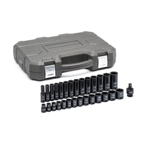 GEARWRENCH 3/8 in. Drive 6-Point Metric Standard & Deep Impact Socket Set (29-Piece)