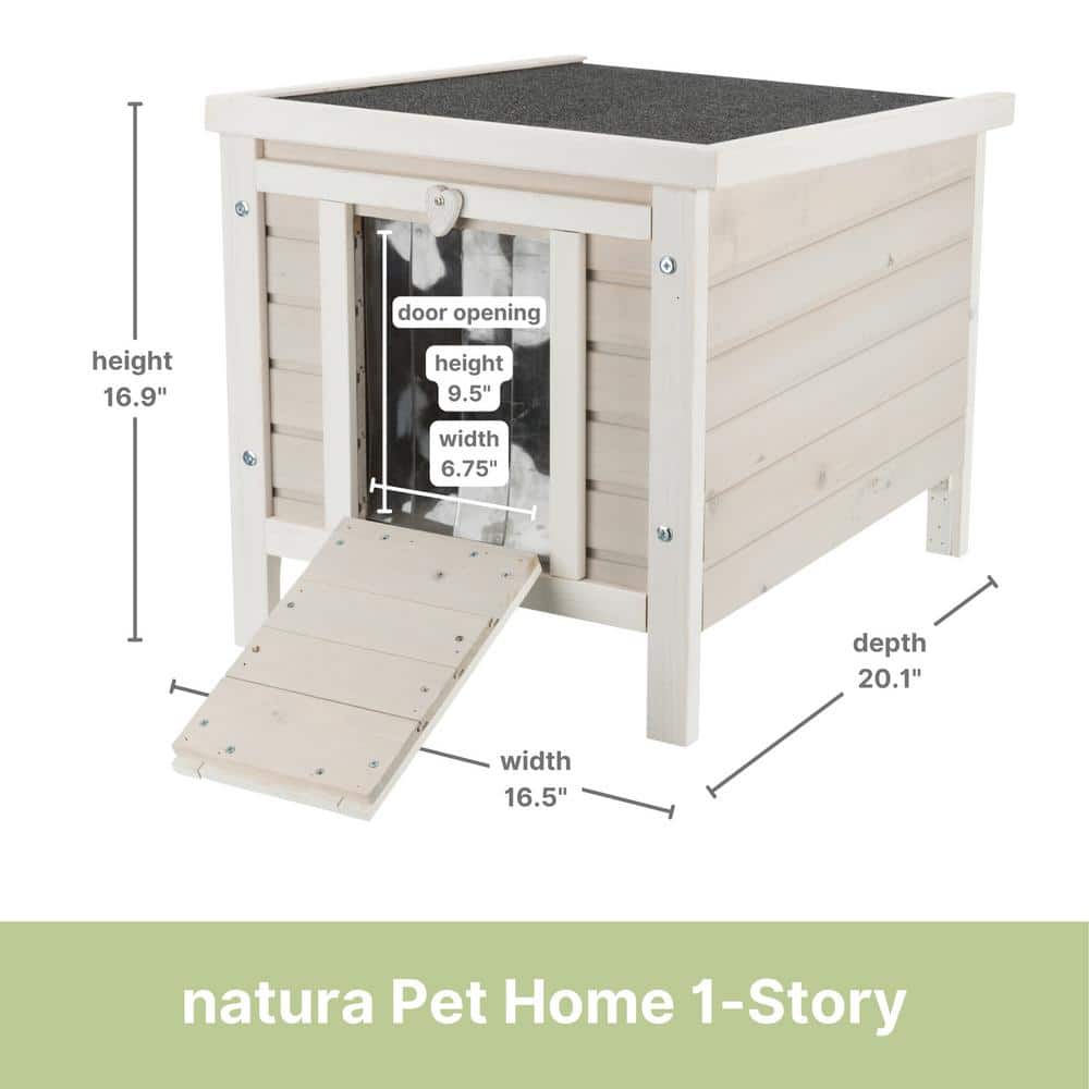 Light Gray Pine Wood Outdoor Cat House with Hinged Roof