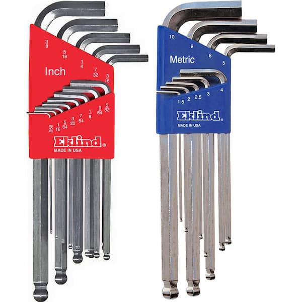 Combination Bright-Ball-Hex-L Key Set Sizes0.050 in. to 3/8 in. and Size 1.5 mm to 10 mm (22-Piece)