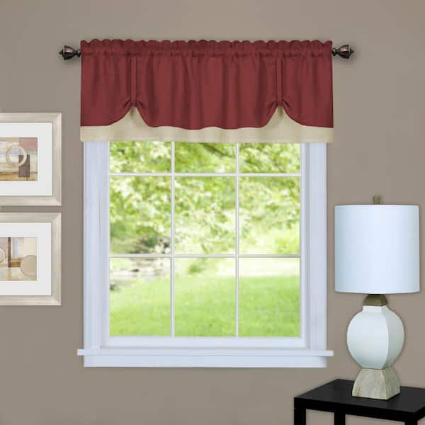 ACHIM Darcy 14 in. L Polyester Window Curtain Valance in Marsala/Tan