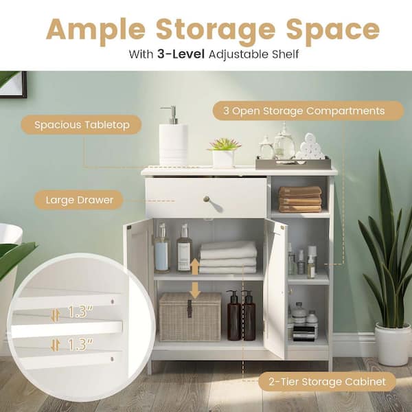 Costway Bathroom Floor Cabinet Storage Organizer Free-standing W
