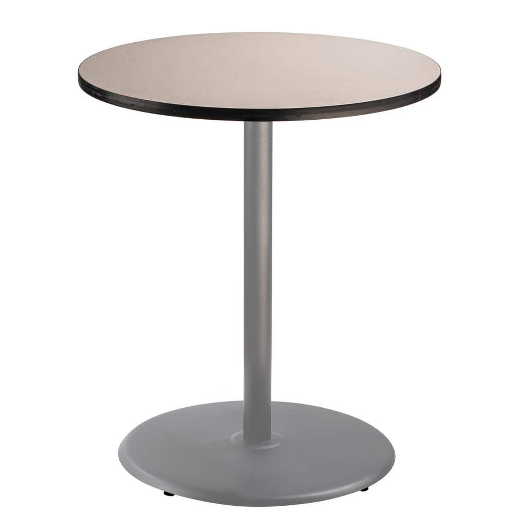 National Public Seating 36 in. Round CT Series Gray Laminate Composite Wood Core Top, Grey Steel Column Dining Table, 42 in. Height (Seats 4), Grey Nebula/Grey -  CTG13636RBPBTGY