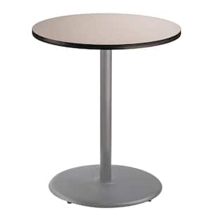 36 in. Round CT Series Gray Laminate Composite Wood Core Top, Grey Steel Column Dining Table, 42 in. Height (Seats 4)