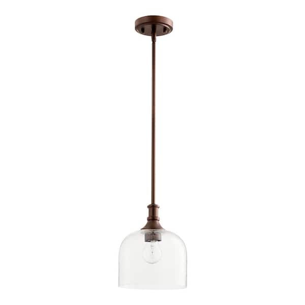 quorum Richmond 1-Light Clear Seeded Pendant - Oiled Bronze