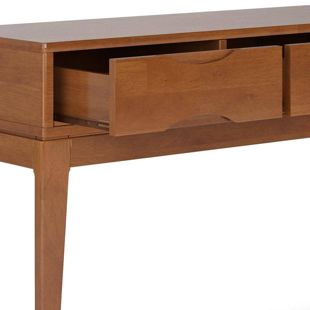 Teak Brown Solid Hardwood 54" Console Table with Storage