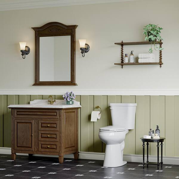 19 in. Tall 2-Piece 1.28 GPF Single Flush Elongated Toilet with Toilet Safety Rail with Adjustable Height in White