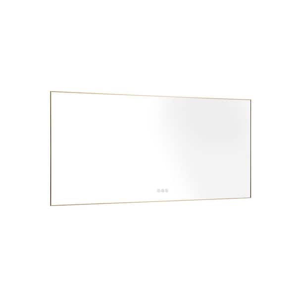 Unbranded 84 in. W x 36 in. H Rectangular Framed LED Lighted Wall Mounted Bathroom Vanity Mirror with High Lumen and Anti-Fog