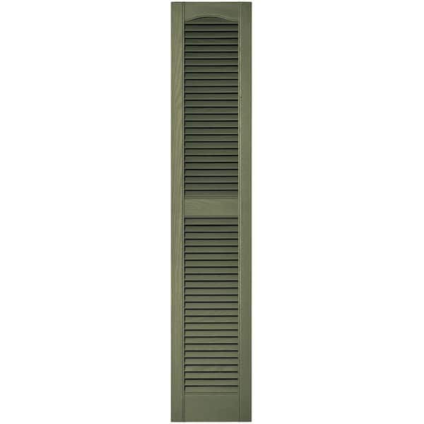 Builders Edge 12 in. x 60 in. Louvered Vinyl Exterior Shutters Pair in #282 Colonial Green