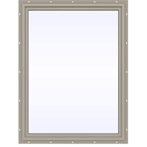 JELD-WEN 35.5 in. x 47.5 in. V-4500 Series Desert Sand Vinyl Picture Window w/ Low-E 366 Glass