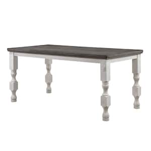 Verago 78.75 in. Rectangle Antique White and Gray Wood Counter Height Dining Table
